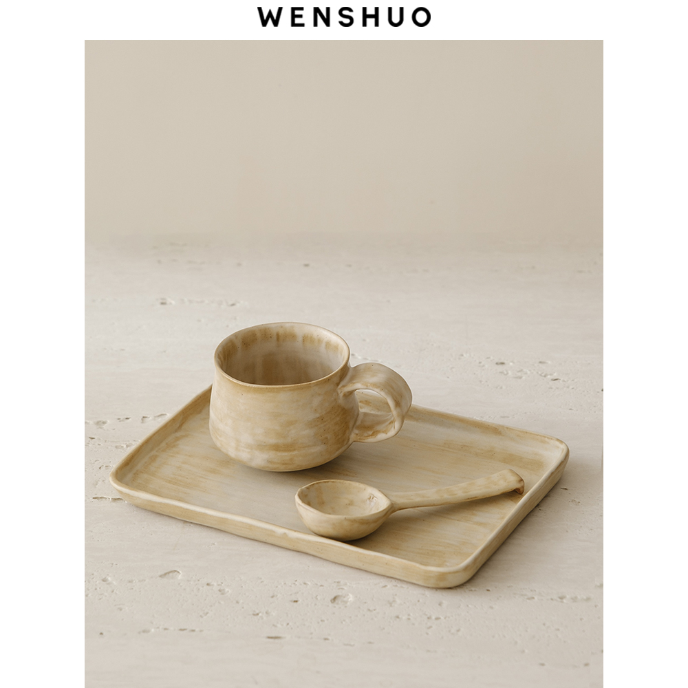 WENSHUO日式侘寂风咖啡杯碟套装