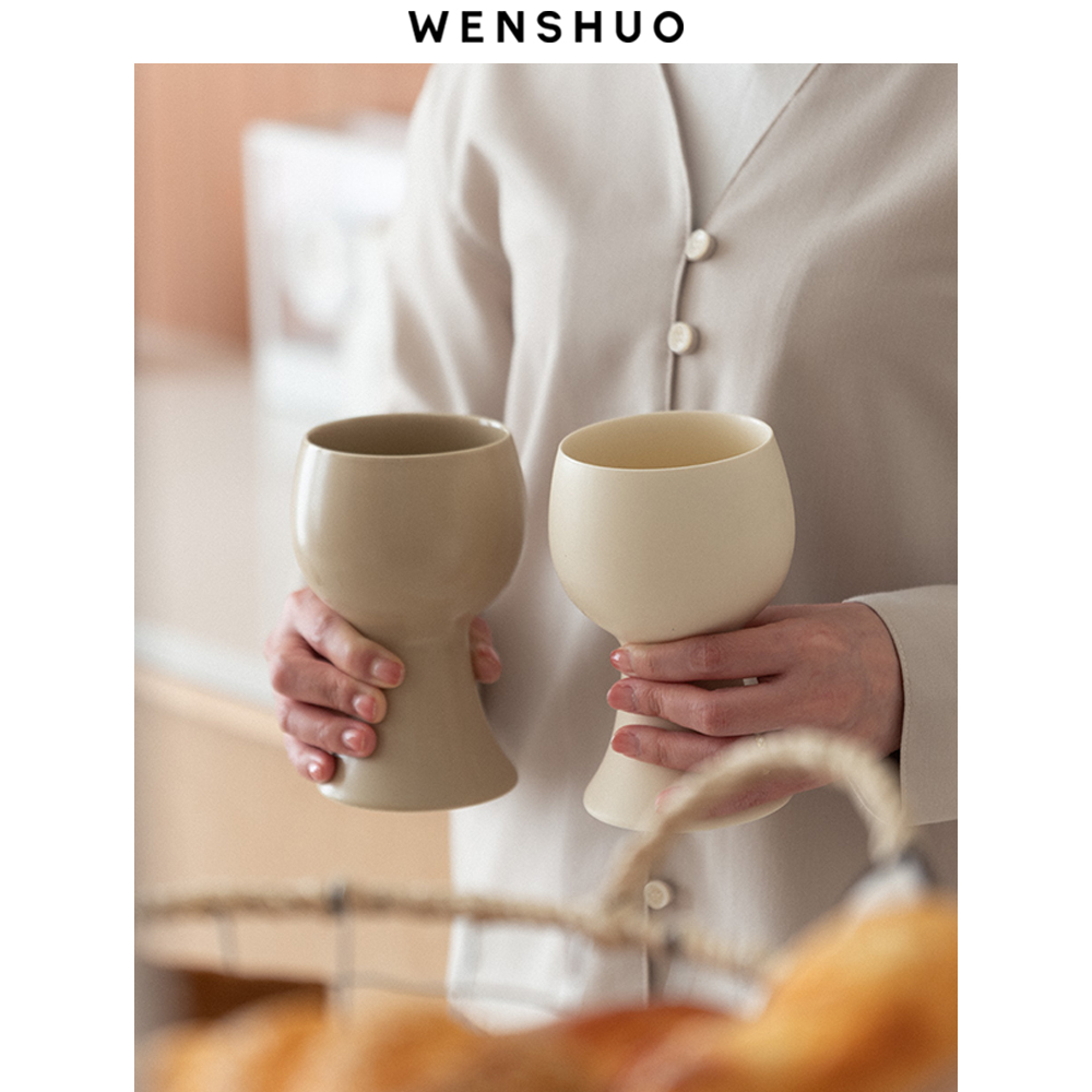 WENSHUO陶瓷复古时尚高脚杯