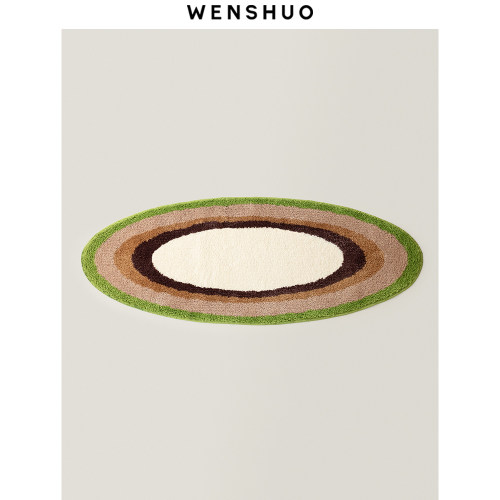 WENSHUO原创ins风椭圆撞色地毯