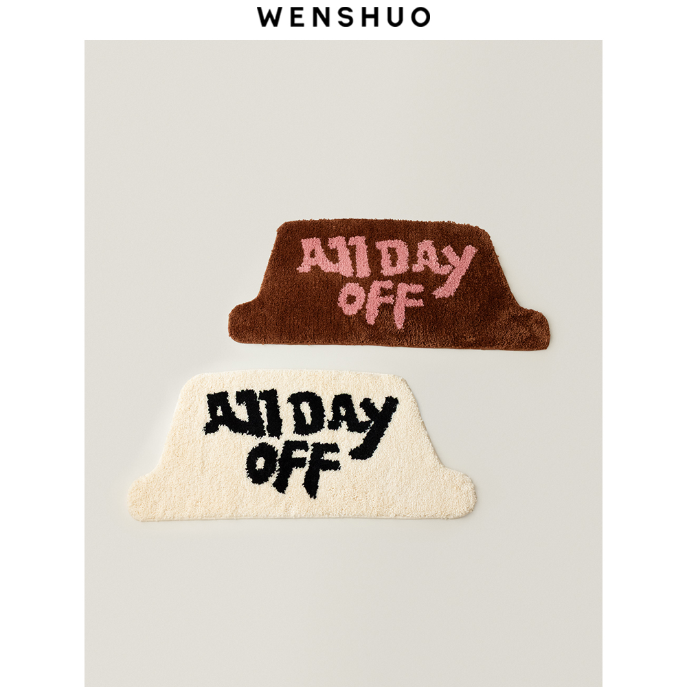 WENSHUO原创字母按钮簇绒小地毯