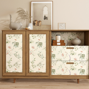 清新碎花衣柜移门贴纸装饰推拉门玻璃柜门改造墙纸自粘超厚不透明