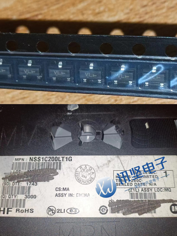 全新现货NSS1C200LT1G 三极管(BJT) PNP耐压:100V 丝印VL SOT-23