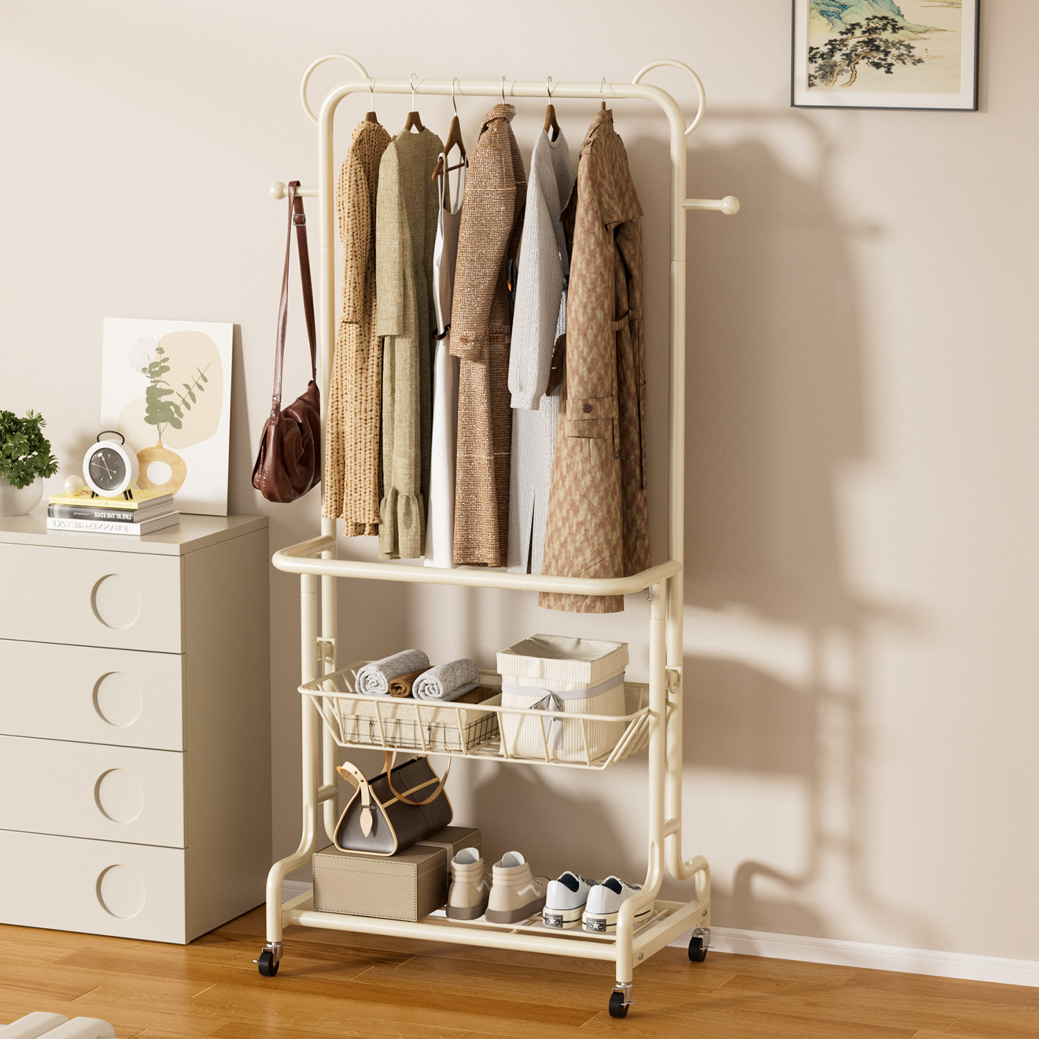 衣架落地式卧室家用挂衣架床尾不占空间衣帽架可移动放衣服置物架