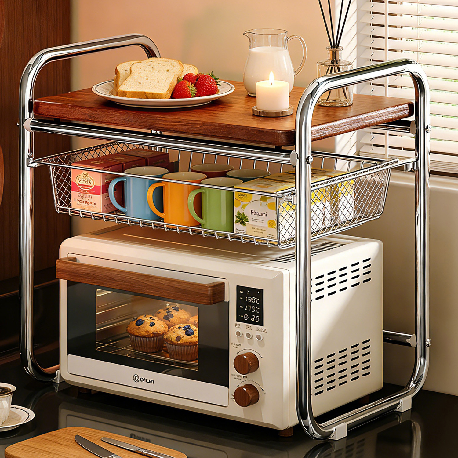 中古微波炉置物架子厨房台面抽屉式烤箱收纳家用多功能电饭煲支架,厨房/烹饪用具,微波炉置物架,淘宝优惠券,粉丝福利购,淘宝优惠卷