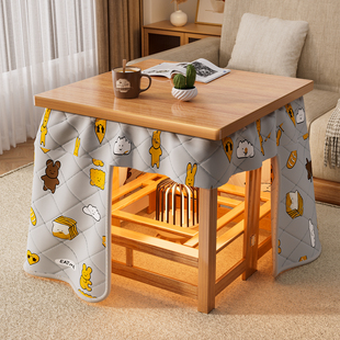 烤火桌子家用新款实木折叠吃饭餐桌楠竹冬季取暖正方形茶几烤火架