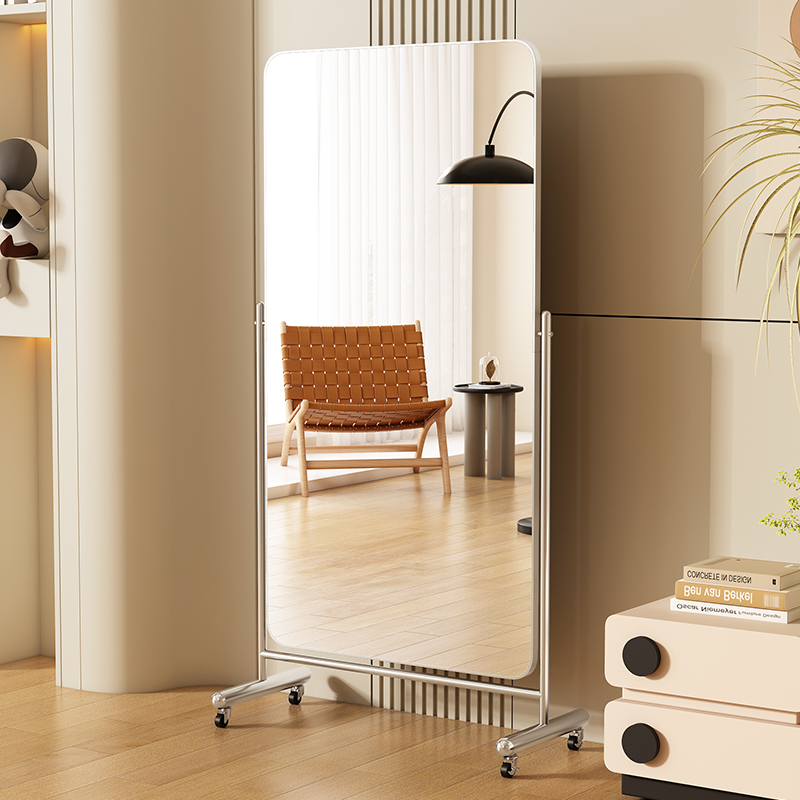 高清全身镜可移动显高显瘦家用客厅卧室落地穿衣镜服装店试衣镜子