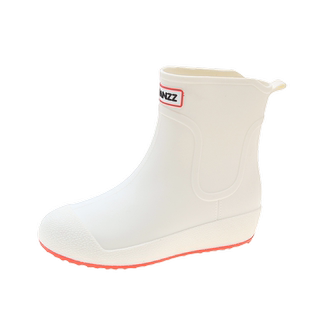 时尚冬季白色雨鞋男食品厂工作女雨靴中筒防滑加绒保暖水鞋厨房鞋