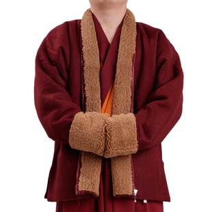 冬季加绒喇嘛僧服居士棉衣加厚呢子东波外套保暖西藏服装僧人服饰