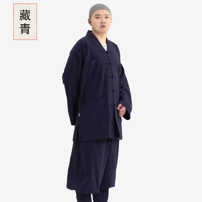 优选品牌春秋季僧服短褂厚款亚麻套装和尚服夏季免绑腿僧衣罗汉褂