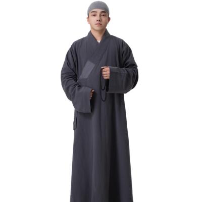 优选意尘秋季水洗亚麻禅堂大褂打坐禅修服出家僧人僧衣长褂和尚服
