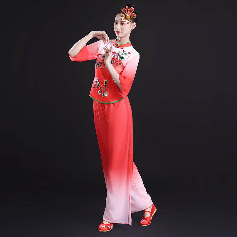 新款古典舞演出服女飘逸2024新款民族扇子伞舞蹈服装广场舞秧歌服