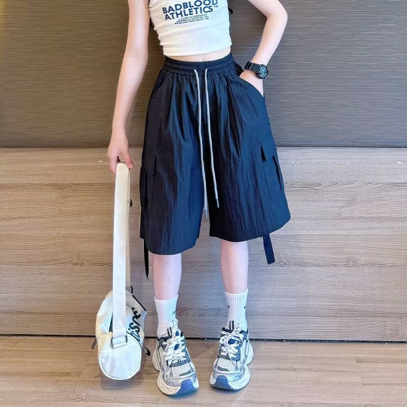 女童工装短裤夏季薄款2025儿童夏天防蚊裤子中大童爵士舞阔腿短裤