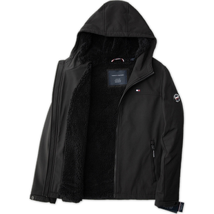 TOMMY HILFIGER汤米男加绒加厚连帽棉服休闲舒适百搭保暖外套秋冬