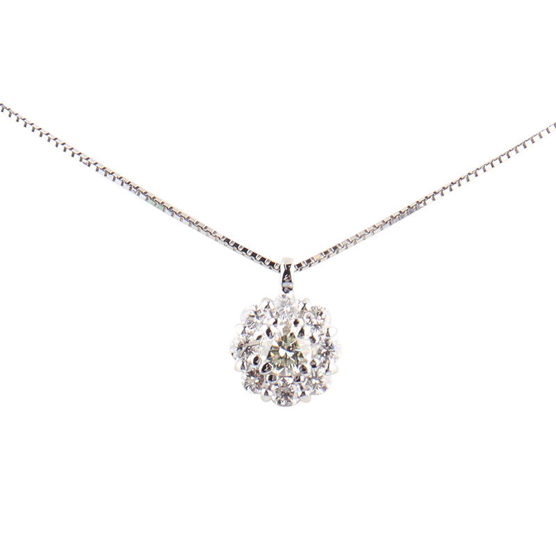 【自营】中古95新日本进口商品圆形切工黄钻PT900/PT850项链45cm