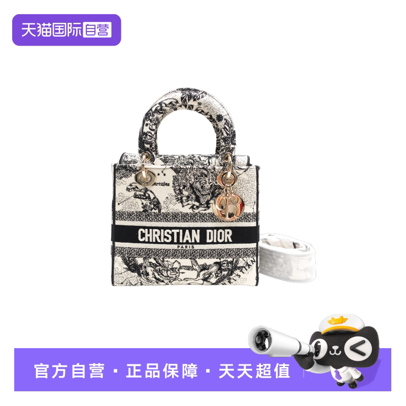 Dior黑白拼色戴妃包