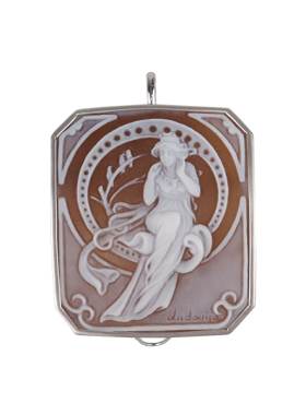 【自营】中古95新浮雕K18白金胸针兼吊坠