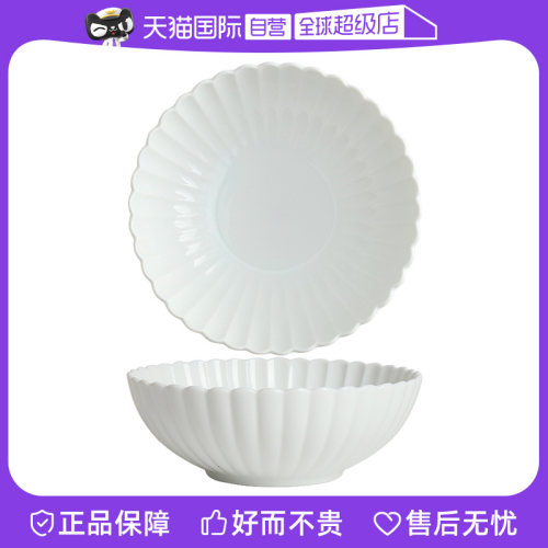自营菊型白瓷深盘21cm