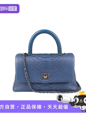 【自营】中古9新CHANEL(香奈儿)COCO HANDLE蓝色蛇皮小号斜挎包
