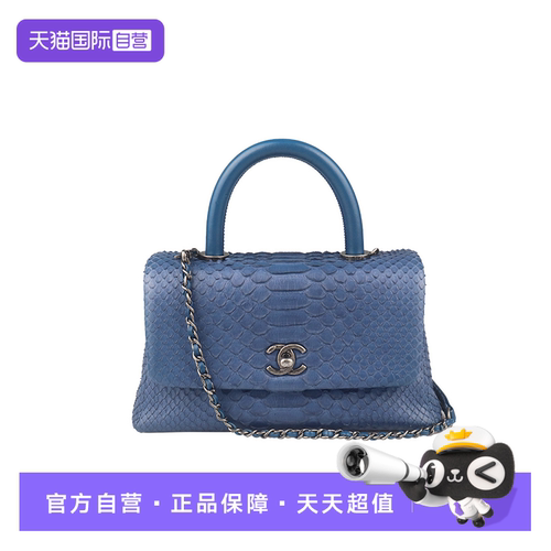 【自营】中古9新CHANEL(香奈儿)COCO HANDLE蓝色蛇皮小号斜挎包