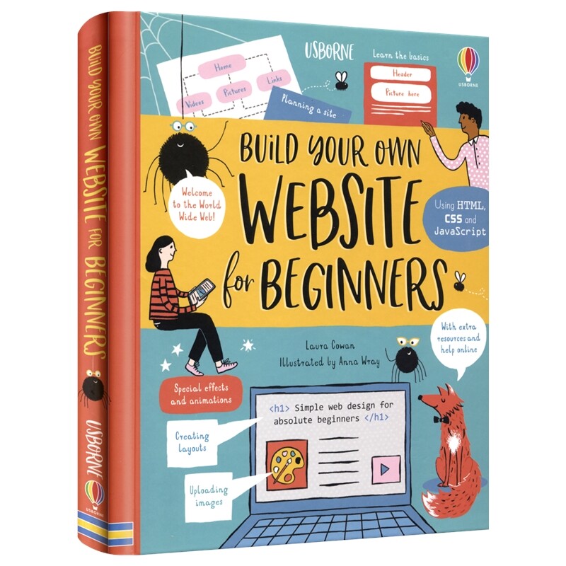 【自营】Usborne Build Your Own Website for Beginners 初学者网站搭建 儿童编程入门指南 网页搭建 STEM 英文原版进口图书