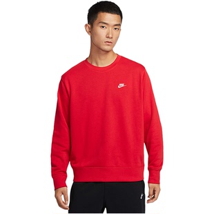 圆领红色卫衣FN3889 套头衫 Nike耐克男子针织毛圈经典 657 自营