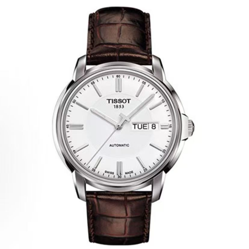 【自营】中古99新天梭/恒意系列/双历/39mm/男士皮带/瑞士手表