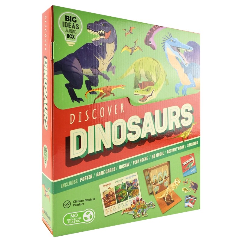 【自营】Discover Dinosaurs 恐龙大发现 儿童创意科普活动套盒 拼图海报贴纸3D模型活动书 百科读物 英文原版进口图书
