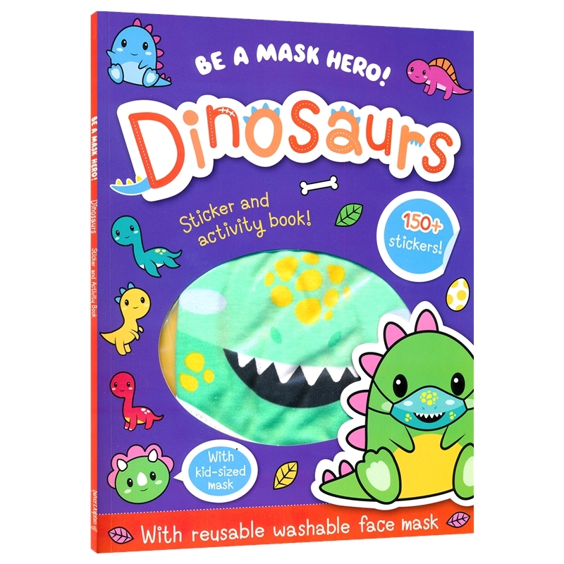 【自营】Be A Mask Hero! Dinosaurs 成为口罩英雄 贴纸活动书 赠恐龙口罩 益智活动书 150+贴纸 英文原版进口图书
