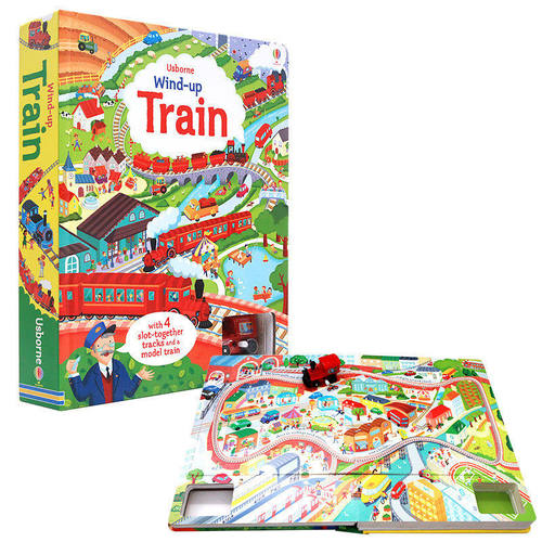 【自营】Wind-up Train发条小火车轨道车书益智儿童玩具书彩虹气球英文原版绘本亲子互动读物环游世界探险之旅拧紧发条可跑
