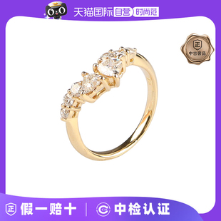 【自营】中古95新日本进口2颗心形切工群镶钻石K18黄金49号戒指