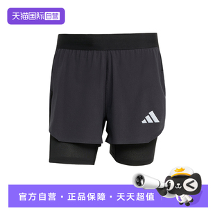 KE2286 自营 adidas阿迪达斯速干二合一跑步三分裤 秋男清风短裤