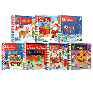 【自营】英文原版 Campbell Busy系列 Busy Santa/Elves 5册 春节新年圣诞节 节日套装 纸板机关操作书 边玩边学 亲子互动游戏书