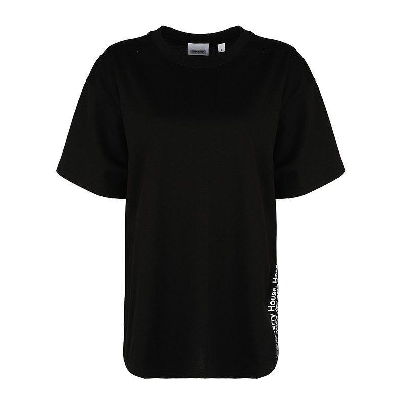 burberry/博柏利女士地址字母logo印花纯色宽松短袖t恤