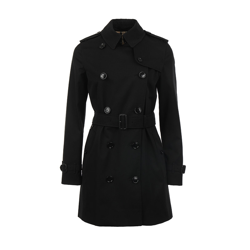 【自营】BURBERRY/博柏利女士纯色双排扣翻领长袖风衣
