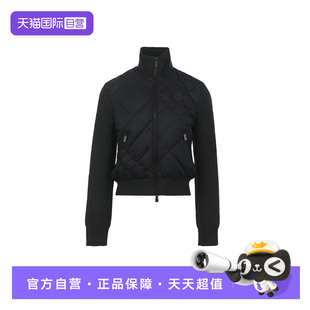 【自营】BURBERRY/博柏利女士羊毛拼接拉链立领鹅绒填充羽绒外套