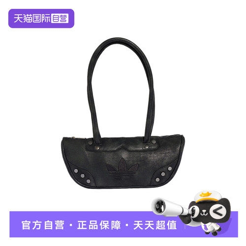 【自营】阿迪达斯三叶草女金属铆钉时尚拉链休闲手提包肩包 KS929