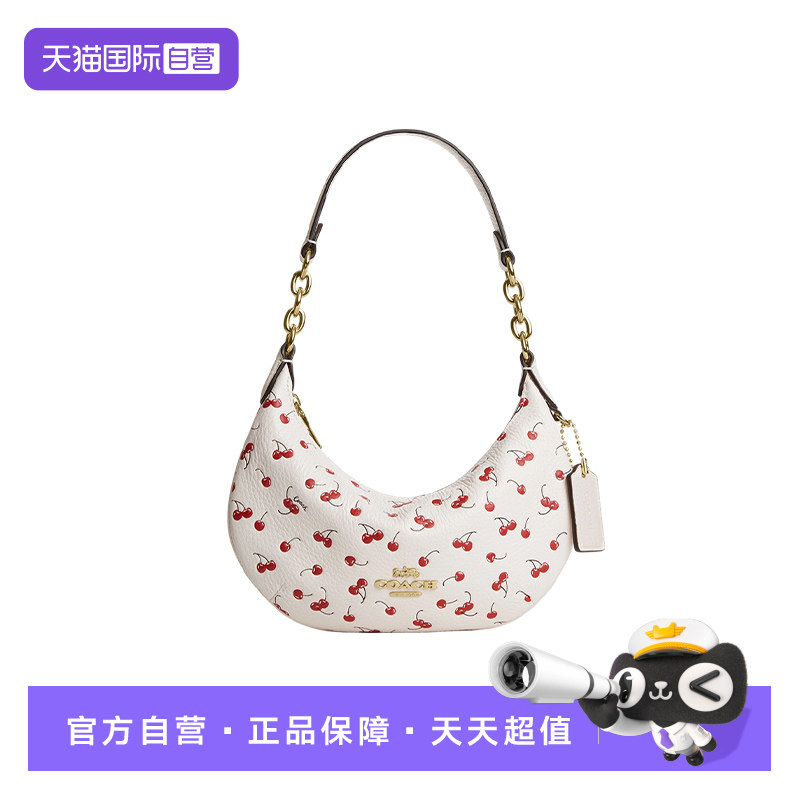 【自营】COACH/蔻驰女士半月包月牙包樱桃印花Payton单肩腋下包
