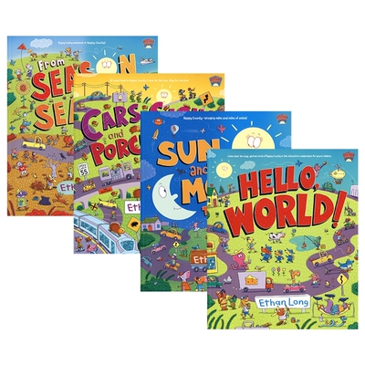 【自营】Happy County Hello, World! Sun and Moon Together Cars, Signs, and Porcupines 欢乐郡趣味启蒙绘本 STEM 英文原版