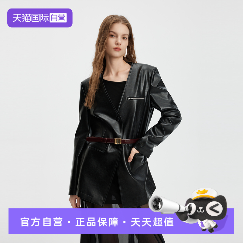 ELLE摩登高级感西装皮夹克