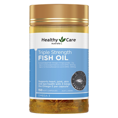 【自营】HealthyCare三倍浓缩深海鱼油软胶囊omega3中老年原味