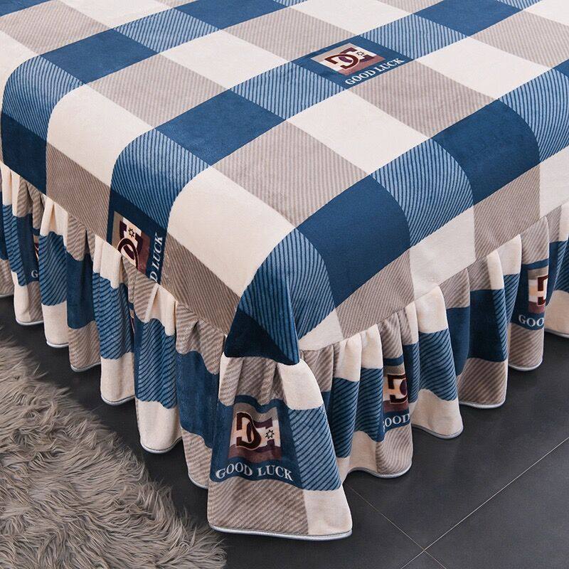 牛奶绒床单单件冬季加绒加厚保暖珊瑚绒床罩单双人法兰绒花边床裙,床上用品,床单,淘宝优惠券,粉丝福利购,淘宝优惠卷