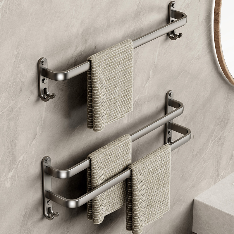 毛巾架免打孔卫生间壁挂浴室毛巾挂杆太空铝置物架洗手间收纳挂架