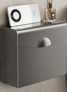 卫生间纸盒厕所专用置物架不锈钢放置纸巾草纸盒防水壁挂式免打孔