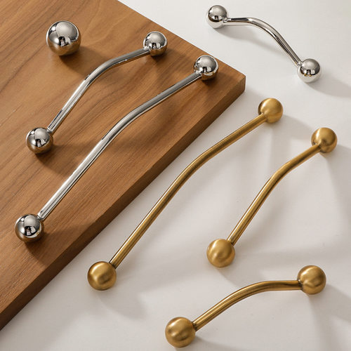 法式极简拉手中古风橱柜门衣柜家具抽屉新中式轻奢亮银色把手大全