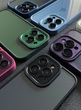 透明紫色苹果14全包镜头iPhone13promax适用手机壳12不发黄11