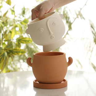 力量小子透气透水红陶花盆带托盘家用多肉绿植素烧陶瓷陶土小花盆