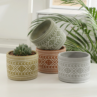 复古仿古非洲元 饰盆 素水泥花盆花园庭院多肉仙人掌芦荟植物花盆装