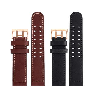 牛皮手表带棕色 适配西铁城CITIZEN手表带男光动能男表BN0193-17E