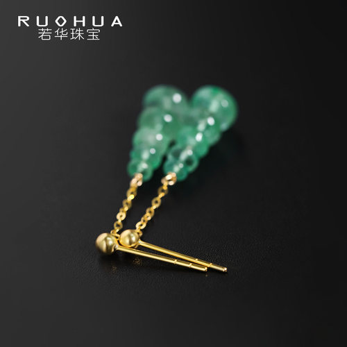 若华珠宝赞比亚祖母绿耳坠18k