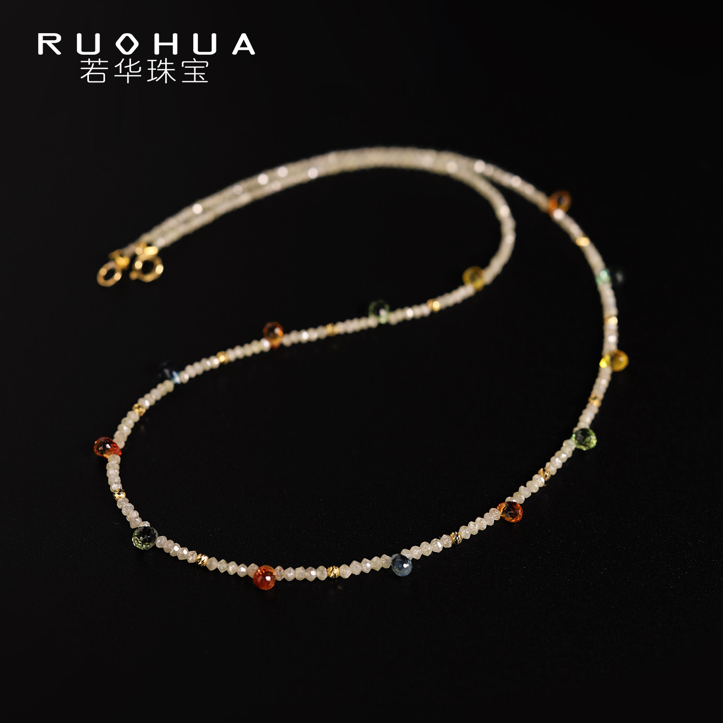 【3月4-8日港展新品发布】若华珠宝罗兰 白色钻石蓝宝石项链18K金